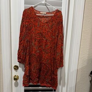 Paisley Orange  Women's dress light used made in India size Small